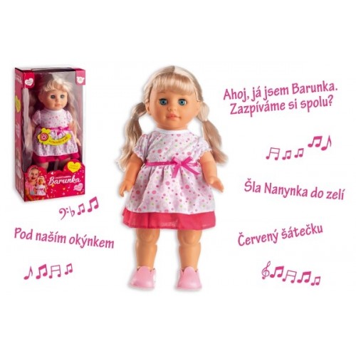 Bábika Barunka chodiaci a česky spievajúci plast 42cm na batérie so zvukom v krabici