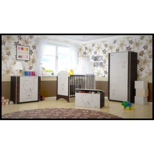Babyboo Detská postieľka LUX s motivom hnedý macko, 120 x 60 cm