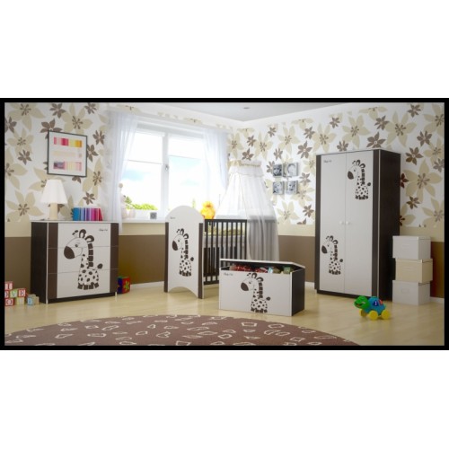 Babyboo Detská postieľka LUX s motivom hnedá žirafka, 120 x 60 cm