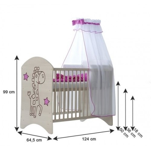 BabyBoo Detská postieľka LUX s motivom hnedá žirafka + šuplík, 120 x 60 cm