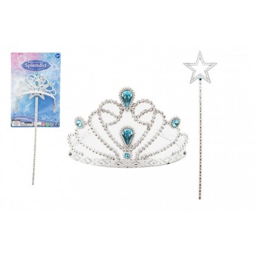 Sada krásy pro princezny plast korunka + hůlka 34cm