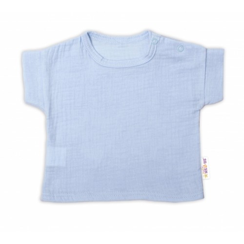 Baby Nellys 2-dielna mušelínová súpravička, tričko + kraťasky BOY, svetlo modrá