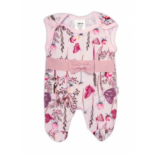 Baby Nellys 2-dielna sada, bavlnené dupačky s košieľkou Motýliky, ružová, biela, veľ. 68