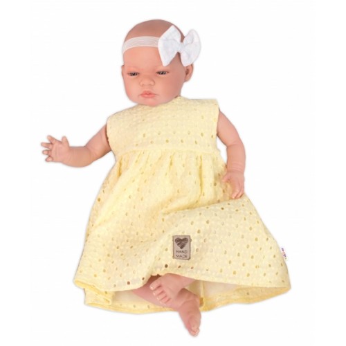 Baby Nellys Ľahké Handmade šatičky Madeira, žlté, veľ. 98