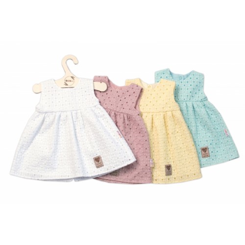 Baby Nellys Ľahké Handmade šatičky Madeira, mätové, veľ. 68