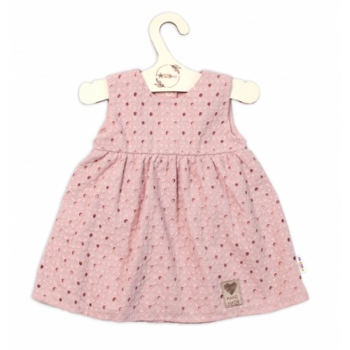 Baby Nellys Ľahké Handmade šatičky Madeira, pudrové, veľ. 104