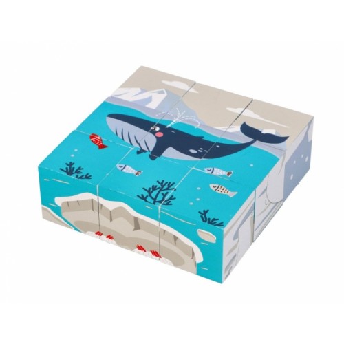 Adam Toys Drevené náučné kocky Antarktída - 9 ks