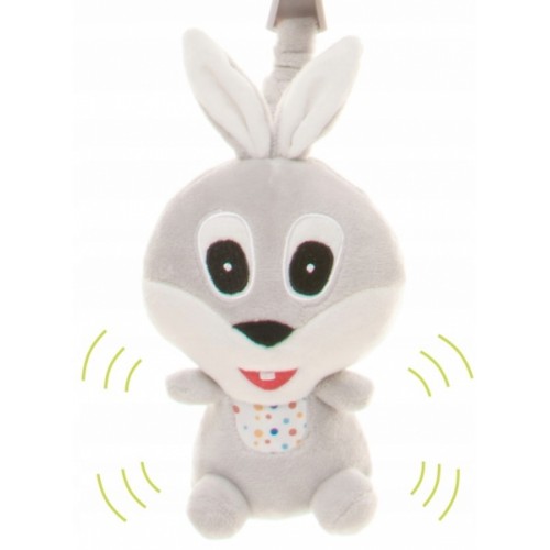 4Baby Závesná plyšová hračka s pískatkom, Rabbit, sivá