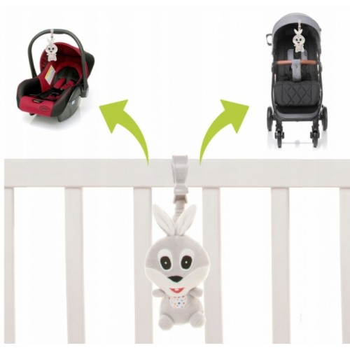 4Baby Závesná plyšová hračka s pískatkom, Rabbit, sivá