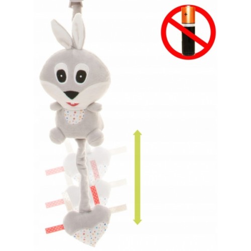 4Baby Závesná plyšová hračka s melódiou, Rabbit, sivá