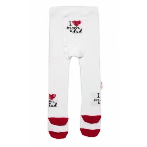 Baby Nellys Bavlnené pančucháče I love mom & dad - červené