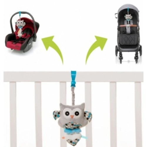 4Baby Závesná plyšová hračka s melódiou, Sova, ružová
