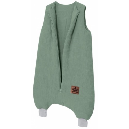 Baby Nellys Mušelínový spací vak s nohavičkami Kids Soft, khaki