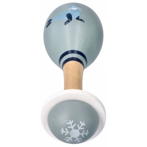 Adam Toys Drevená hrkálka rumba guľa Tuleň - sivé