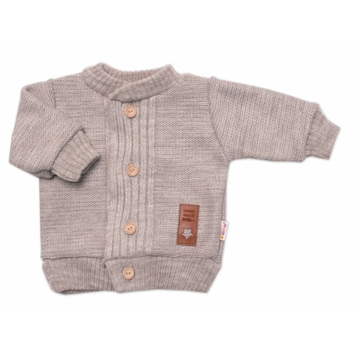 5-dielna pletená sada Baby Nellys, Boy, body, nohavice, sveter, čiapka, motýlik, béžová,62
