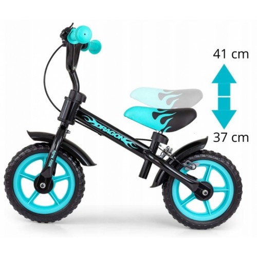 Balančné koleso s brzdou Milly Mally, Dragon, modro/čierne