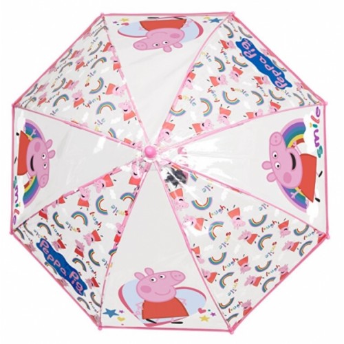 Detský priehľadný holový dáždnik Peppa Pig - ružový