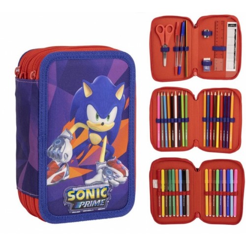 Školský peračník trojposchodový s náplňou Sonic Prime