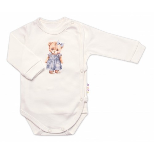 Zavinovacie body, polodupačky, čiapočka, 3D, Baby Nellys, Sweet Teddy Girl, krémové,veľ.62