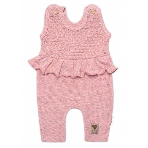 Pletené láclové nohavice Girl s volánikom, Baby Nellys, púdrovo ružové