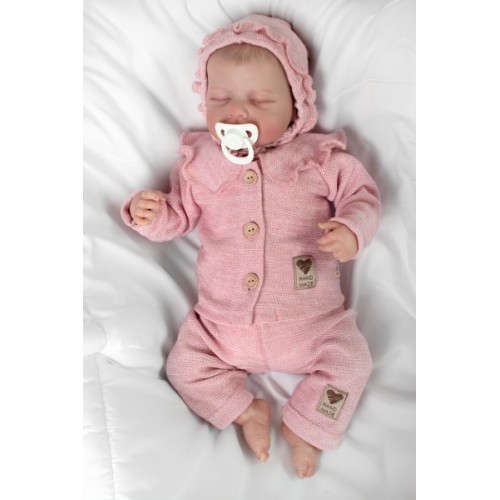 Pletený svetrík s volánikom Girl, Baby Nellys, púdrovo ružová