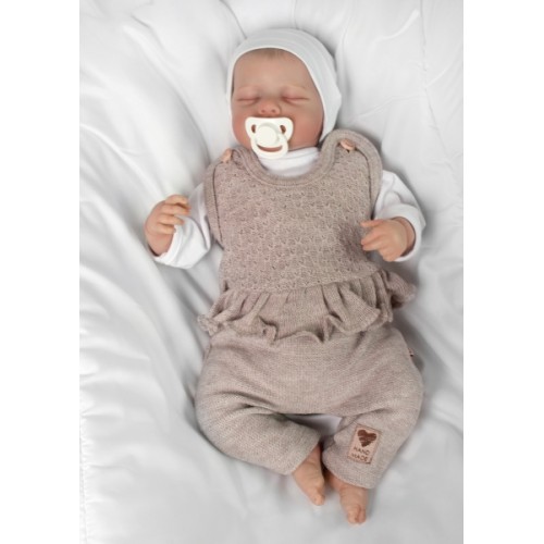 Pletené láclové nohavice Girl s volánikom, Baby Nellys, béžové, veľ. 62