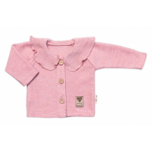 Pletený svetrík s volánikom Girl, Baby Nellys, púdrovo ružová, veľ. 74