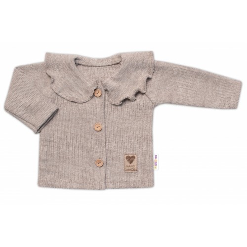 Pletený svetrík s volánikom Girl, Baby Nellys, béžový, veľ. 68