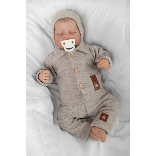 Pletené nohavice Hand Made Boy, Baby Nellys, béžové, veľ. 62
