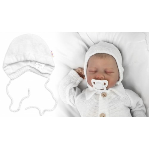 Pletená čiapočka na zaväzovanie bonetka Boy, Hand Made Baby Nellys, biela Pletená čiapočka na zaväzovanie bonetka Boy, Hand Made Baby Nellys, biela