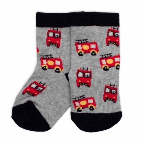 Detské bavlnené ponožky Hasiči - sivé