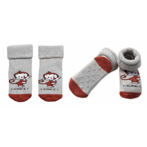 Dojčenské froté ponožky s ABS Monkey, Baby Nellys, sivé