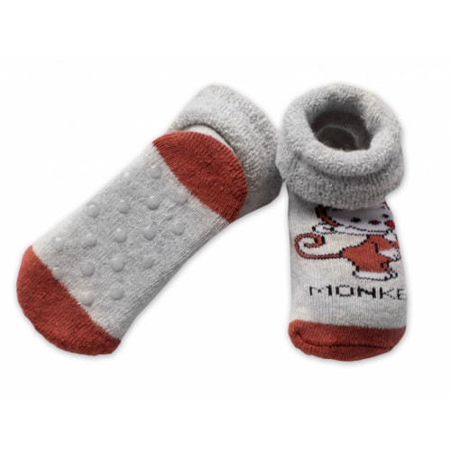Dojčenské froté ponožky s ABS Monkey, Baby Nellys, sivé