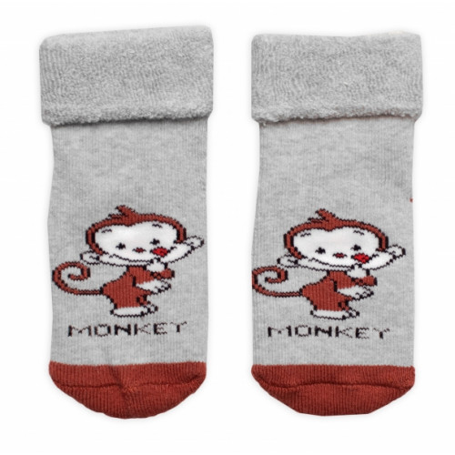 Dojčenské froté ponožky s ABS Monkey, Baby Nellys, sivé