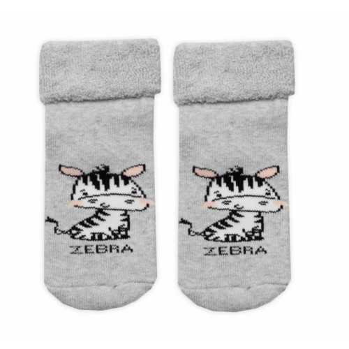 Dojčenské froté ponožky s ABS Zebra, Baby Nellys, sivé, veľ. 68/74