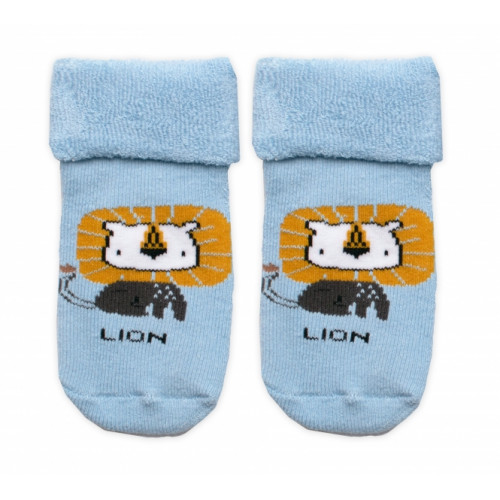Dojčenské froté ponožky s ABS Lion, Baby Nellys, modré, veľ. 68/74