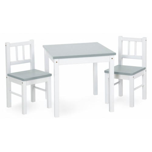 Sada nábytku Klups JOY, Stôl + 2 x stolička - šedá s bielou