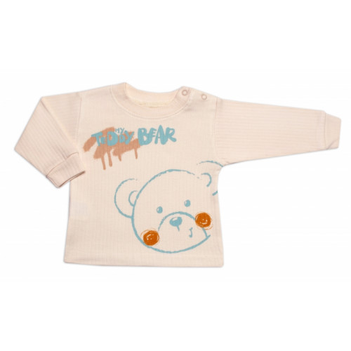 Rebrovaná súprava, My Teddy Bear 2D, bavlna, ecru/mätová, veľ. 80