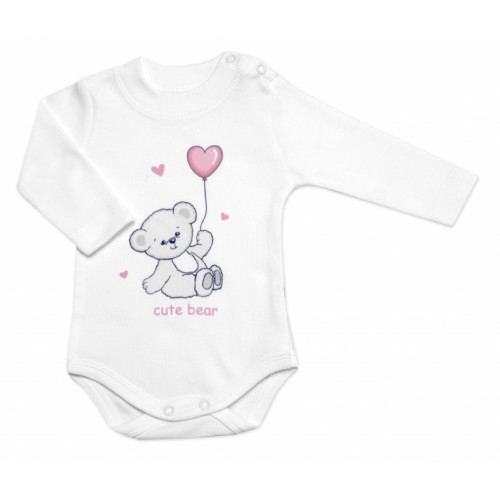 Velúrová súprava, Cute Bear 3D, bavlna, smotanová/ružová, veľ. 62