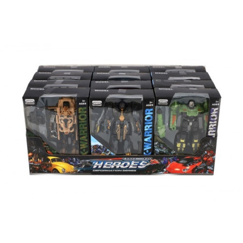 Transformer auto/robot plast 14cm mix druhov v krabičke 13x18x5cm 12ks v boxe