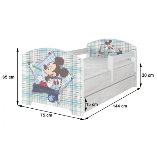 Babyboo Detská posteľ 140 x 70 cm Disney -  Minnie Paris, biela - vrátane šuplíku