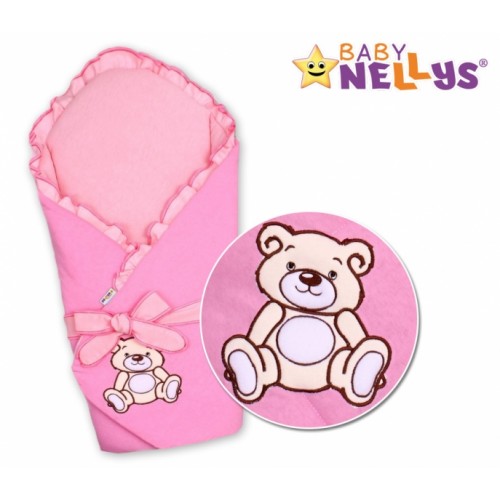 Zavinovačka s výztuží Baby Nellys - Medvídek Teddy - jersey - ružová
