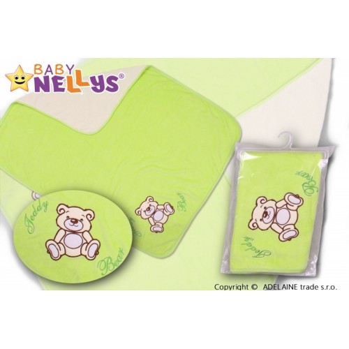 Baby Nellys  Deka / dečka froté / velúr - Macko Teddy - zelená