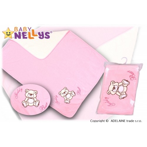 Baby Nellys  Deka / dečka froté / velúr - Macko Teddy - sv. ružová