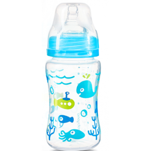 BabyOno Antikoliková fľaštička so širokým hrdlom Baby Ono - modrá
