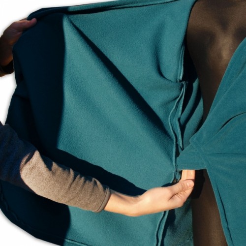 JOŽÁNEK Zavinovací kabátik pre nosiacich, tehotné - fleece - petrolejový