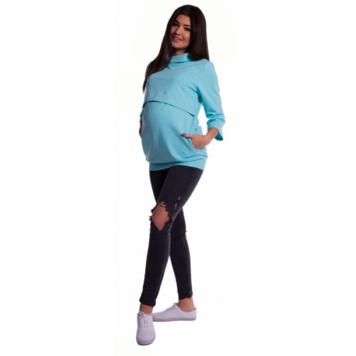Be MaaMaa Tehotenské a dojčiace teplákové triko - mätové