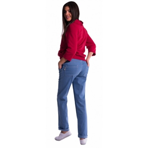 Be MaaMaa Tehotenské nohavice letné bez brušného pásu -  tmavý jeans