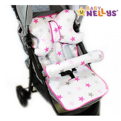 Baby Nellys Komplet do kočíka - podložka, polštářek, potah na popruhy a barierku č. 5
