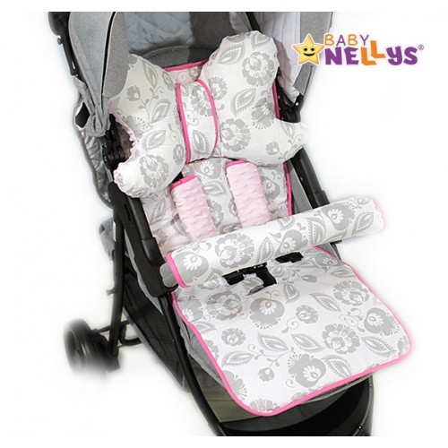 Baby Nellys Komplet do kočíka - podložka, polštářek, potah na popruhy a barierku č. 7